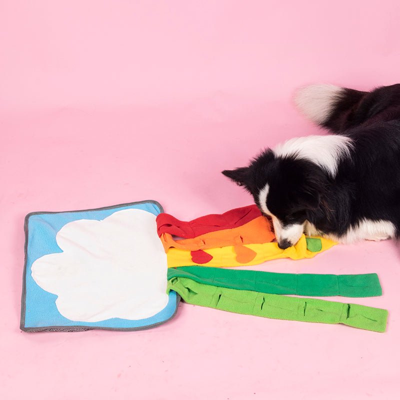 MessyPaws rainbow snuffle mat for foraging enrichment and slow feeding