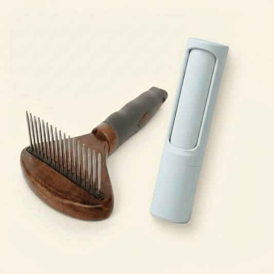 MessyPaws Fur Kit containing the deshedding brush and reusable hair roller